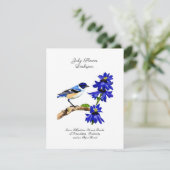 Carte Juillet Mois de naissance Fleur Bluebird et Larksp (Debout devant)