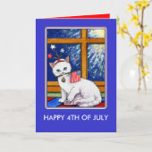 Carte Juillet Quatrième Chat (Fleur jaune)