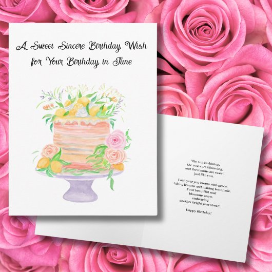 Carte Juin Anniversaire Mois de naissance Fleurs Roses
