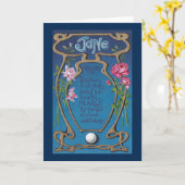 Carte Juin Anniversaire Perle et Rose (Fleur jaune)