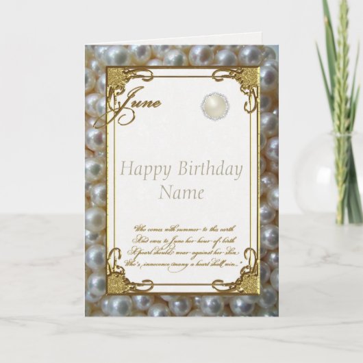 Carte Juin Pearl Birthstone Birthday Card (Devant)