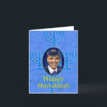 Carte juive<br><div class="desc">Le Président hébreu Card de l'Israël de vacances d'étoile de David de kippa de Barack Obama de juif juif de Hanoukka</div>
