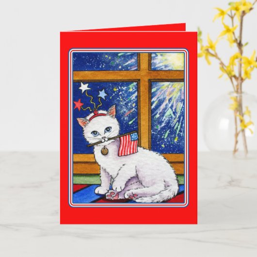 Carte July 4th cat (Fleur jaune)