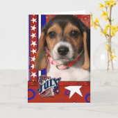 Carte July 4th Firecracker - Beagle Puppy (Fleur jaune)