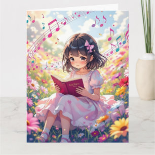 Carte Jumbo Anime Girl Lecture   Page de couleur Anniver