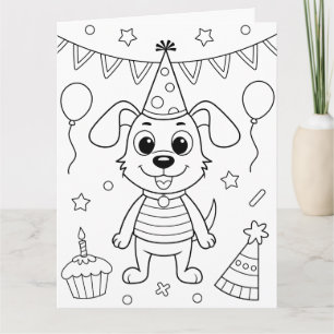 Carte Jumbo Mignon Chien Anniversaire Coloriage Activité