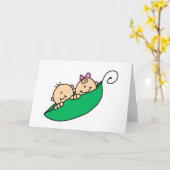 Carte Jumeau et fille en pois (Fleur jaune)