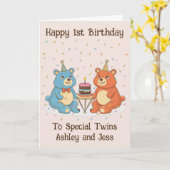 Carte Jumeaux 1er anniversaire (Fleur jaune)
