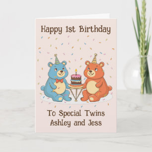 Carte Jumeaux 1er anniversaire