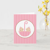 Carte Jumeaux à parapluie (Fleur jaune)