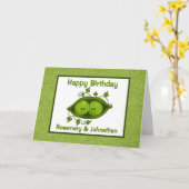 Carte Jumeaux Anniversaire, Deux Pois Dans Un Podium Per (Fleur jaune)