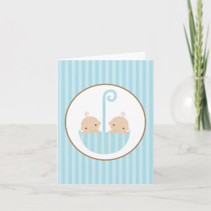 Carte Jumeaux dans un parapluie
