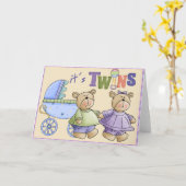 Carte Jumeaux de bébé (Fleur jaune)