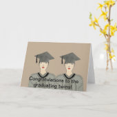 Carte jumeaux diplômée (Fleur jaune)