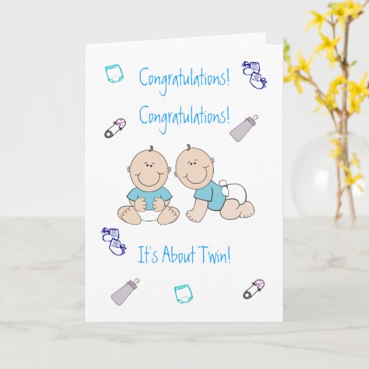 Carte Jumeaux Félicats (Fleur jaune)