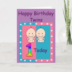 Carte Jumeaux Personnalisés 1er Anniversaire