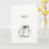 Carte jumelle de pingouins bébé (Fleur jaune)