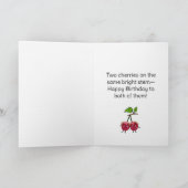 Carte jumelles filles cerise (Intérieur)