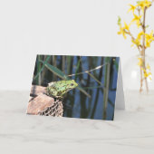 Carte Jump - green frog greeting card (Fleur jaune)