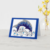 Carte jumping dolphin note card (Fleur jaune)