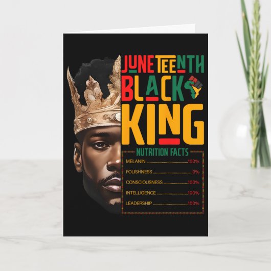 Carte Juneteenth Black King Pride Africain Faits Nutriti (Devant)