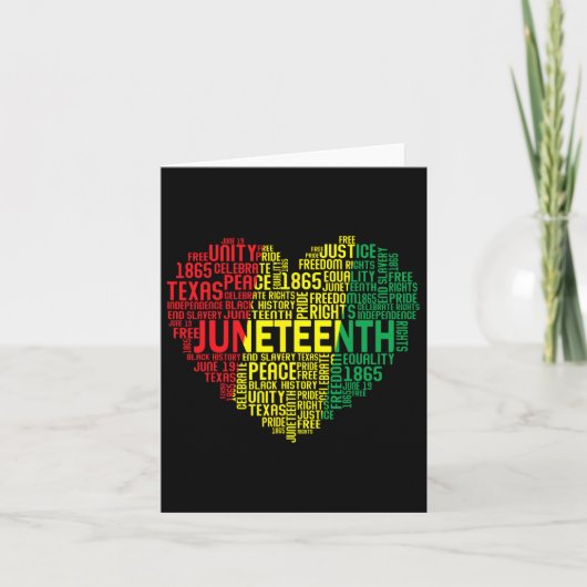 Carte Junetten Heart Word Cloud Black Freedom Juneteen (Devant)