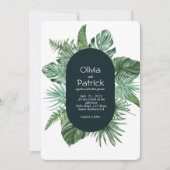 Carte Jungle aquarelle tropicale verte feuille invitatio (Devant)