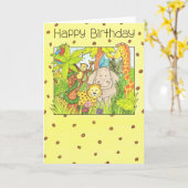 Carte Jungle de joyeux anniversaire (Fleur jaune)