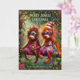 Carte Jungle de singes joyeux Noël tropical