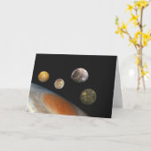 Carte Jupiter et quatre lunes satellites Galiléens (Fleur jaune)