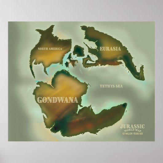 Carte Jurassique Affiche de voyage Vintage. (Devant)