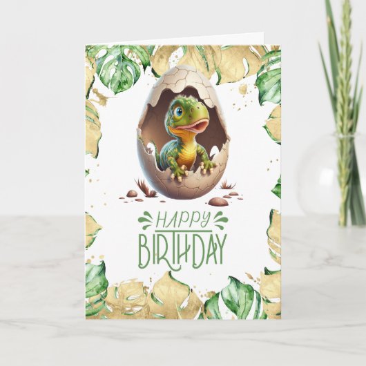 Carte Jurassique Anniversaire Dinosaur Bébé Cute (Devant)