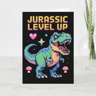 Carte Juric Level Up Pixel Dinosaur Retro Gamer 1 