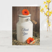 Carte Jus de lait blanc rustique avec Merci de fleurs (Fleur jaune)