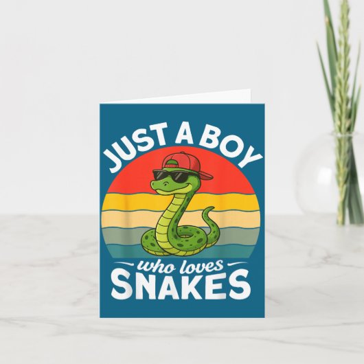 Carte Just A Boy Who Loves Snakes Funny Snake Reptile Ki (Devant)