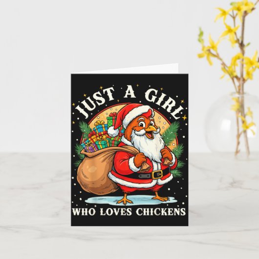 Carte Just A Girl Who Loves Chickens Christmas Farm Anim (Fleur jaune)