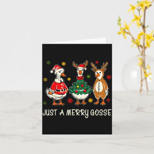 Carte Just A Jolly Cute Goose Funny Merry Goosemas Chris (Fleur jaune)