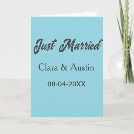 Carte Just Married add couple name date year wedding sim (Devant)