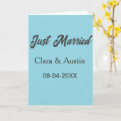 Carte Just Married add couple name date year wedding sim (Fleur jaune)