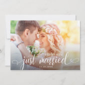 Carte Just Married Script Traditional Photo Wedding (Devant)