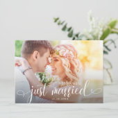 Carte Just Married Script Traditional Photo Wedding (Debout devant)