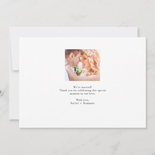 Carte Just Married Script Traditional Photo Wedding (Dos)