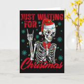 Carte Just Waiting For Christmas Skeleton Rock Hand Sign (Fleur jaune)