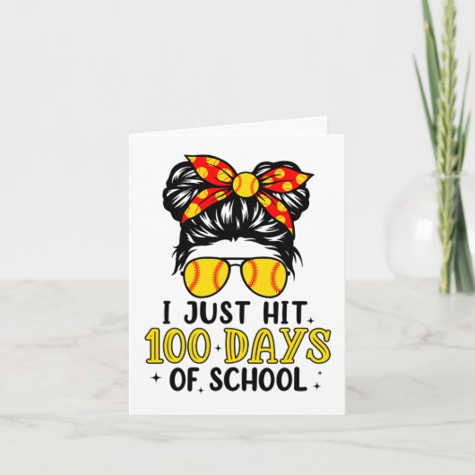Carte Juste Frapper Joyeux 100 Jours D'école Softball Co (Devant)