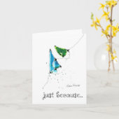 Carte Juste parce que, Art Abstrait, Art Cellulaire Bleu (Fleur jaune)