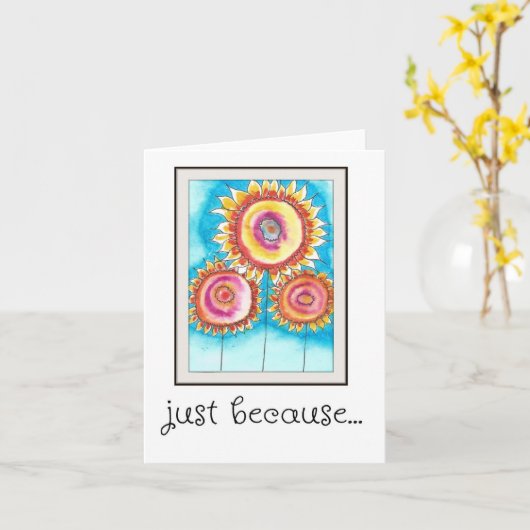 Carte Juste Parce Que, Unique, Fleurs Aquarelles Imprime (Fleur jaune)