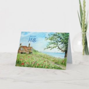 Carte Juste pour dire Bonjour Poppy Field Watercolor Pei