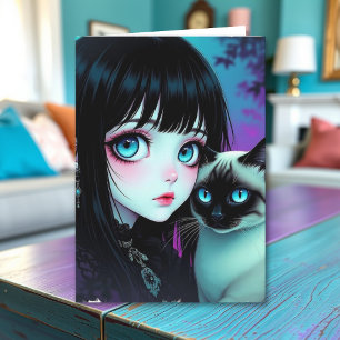 Carte Juste prendre de vos nouvelles   Fille Anime a 