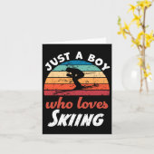 Carte Juste Un Garçon Qui Aime Les Enfants En Ski Garçon (Fleur jaune)