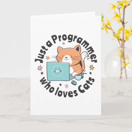 Carte Juste un programmeur qui aime les chats (Fleur jaune)